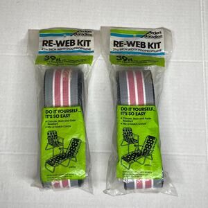 Arden Paradise Re-Web Kit Lawn Chair Repair Tape Gray Pink Striped Vtg Lot of 2